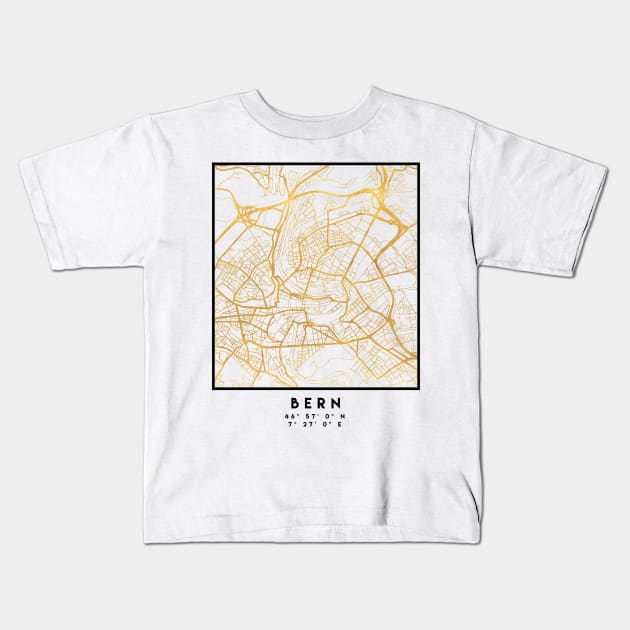 BERN SWITZERLAND CITY STREET MAP ART Kids T-Shirt by deificusArt